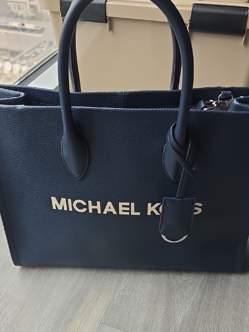 Michael Kors Deep Navy Leather Tote with Logo